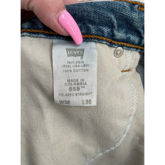 Vintage Y2K Levi's 559 Relaxed Straight Leg Jeans Mens Sz 36x30 Blue Medium Wash - Picture 5 of 8